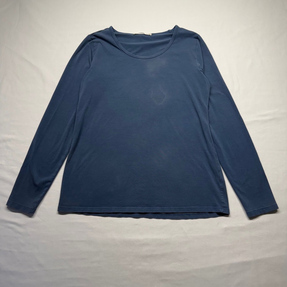 Peruvian Connection Pima Cotton Blue Long Sleeve Tee Stretch Soft Casual